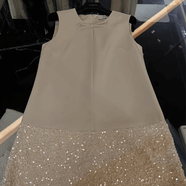 【CENFUN】时尚拼接亮片气质连衣裙E001121