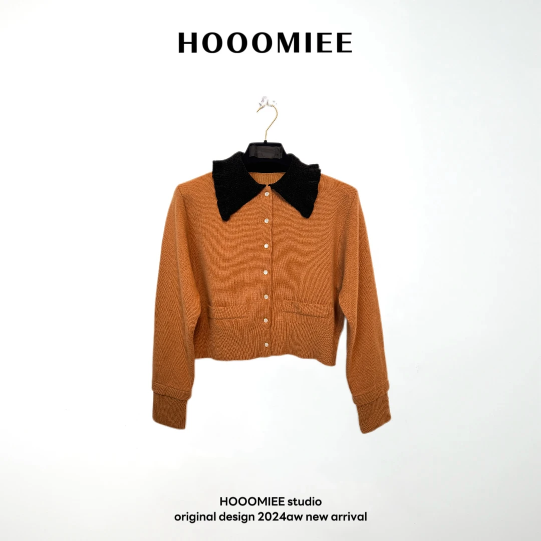 Hooomiee翻领撞色排扣高级女士上衣外套24737