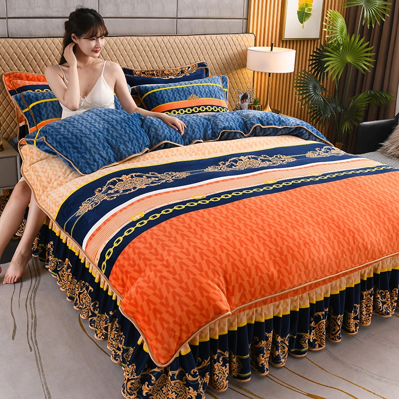 （8.5斤）新款加厚加密高克重牛奶绒四件套加绒双面绒绒被罩床 羽