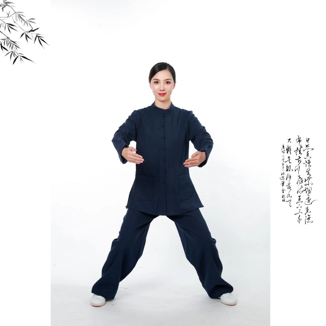 秀华道源方领小扣套装太极服男女秋冬保暖加厚款太极拳练功服新款