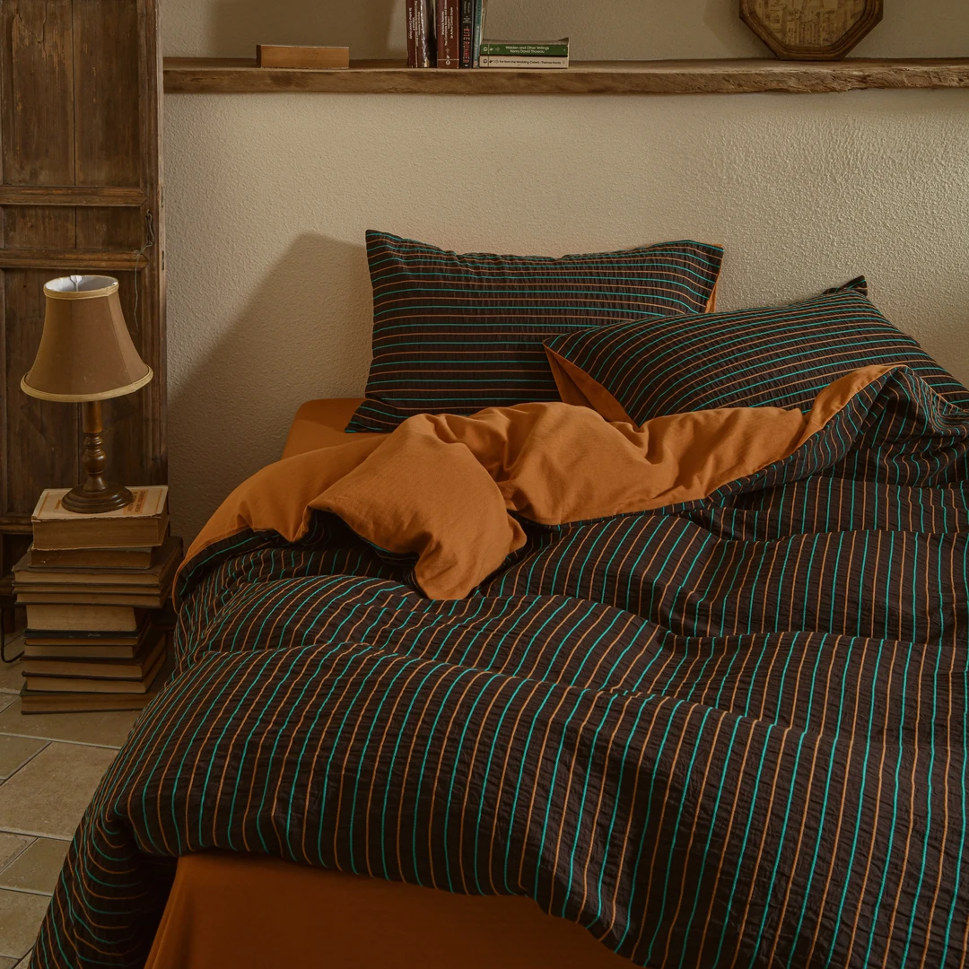 【布达佩斯】秋冬款现代中古风A类全棉双层纱色织提花四件套