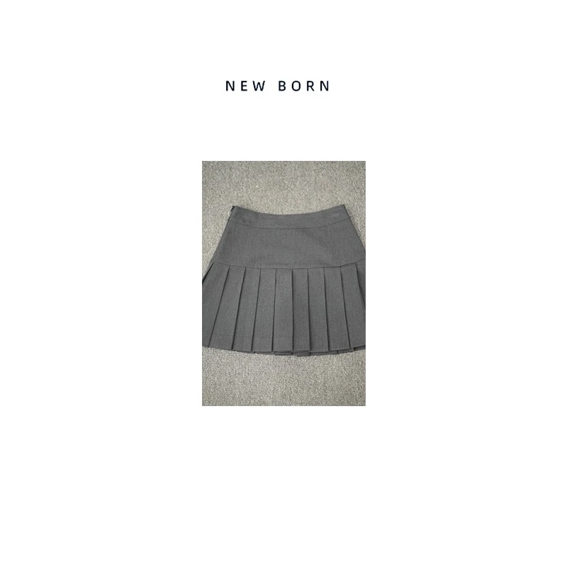 【NEW BORN】短裙灰色短裙百褶裙春秋时尚休闲