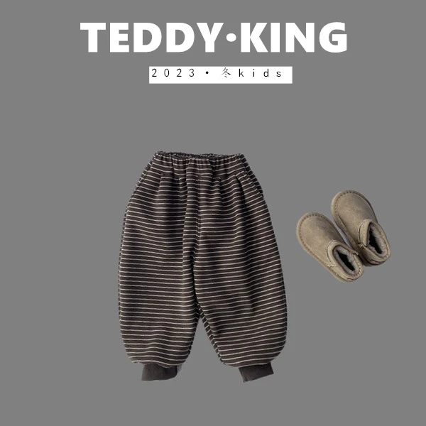 【Teddy King】2023 中小童 韩版 新款  加绒条纹裤 X2353