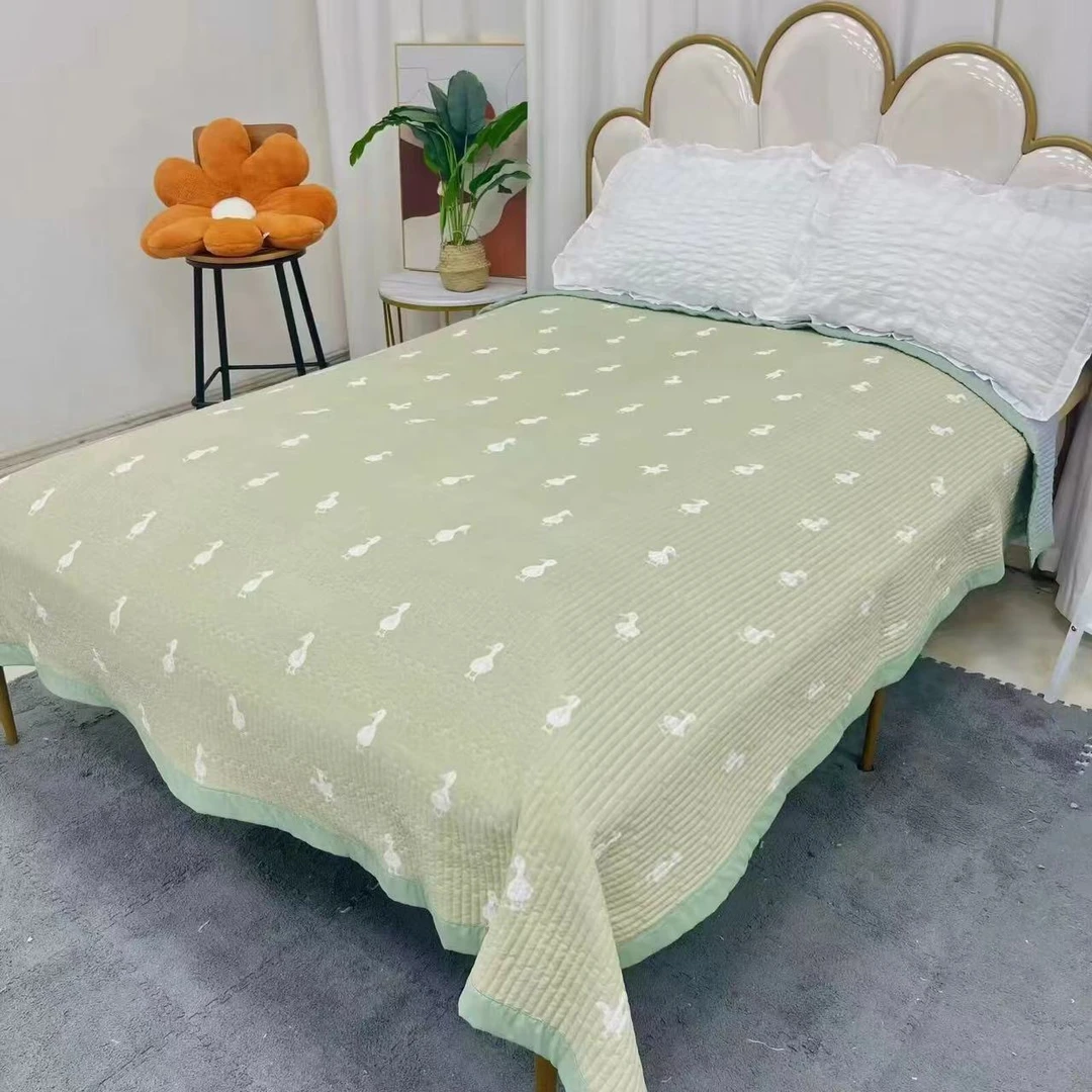 【淘气鸭】200*230云纱棉韩国毯床盖绗缝多功能床单夹棉