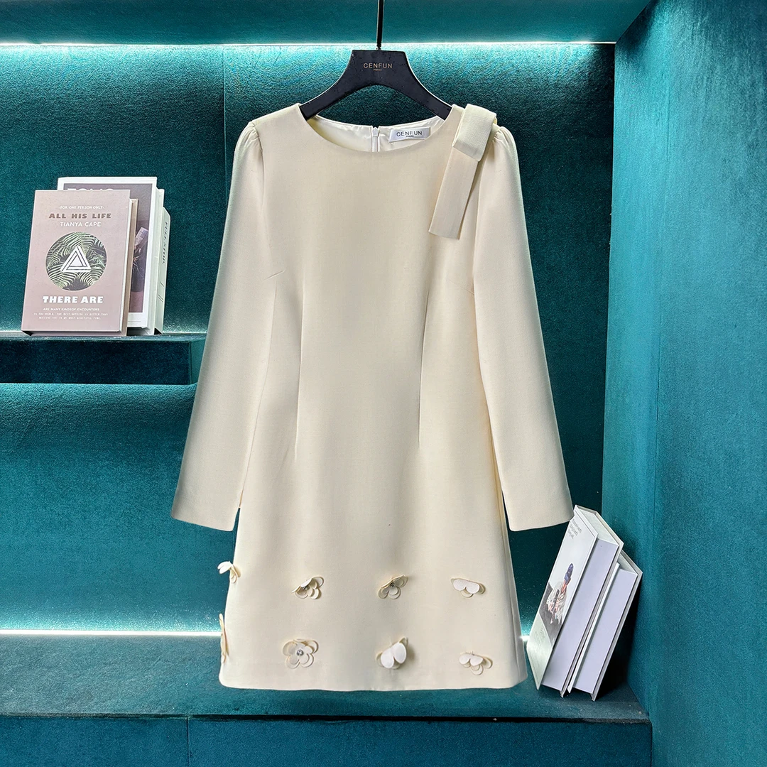 【CENFUN】法式名媛新年小礼服蝴蝶结连衣裙显瘦收腰女款E031114