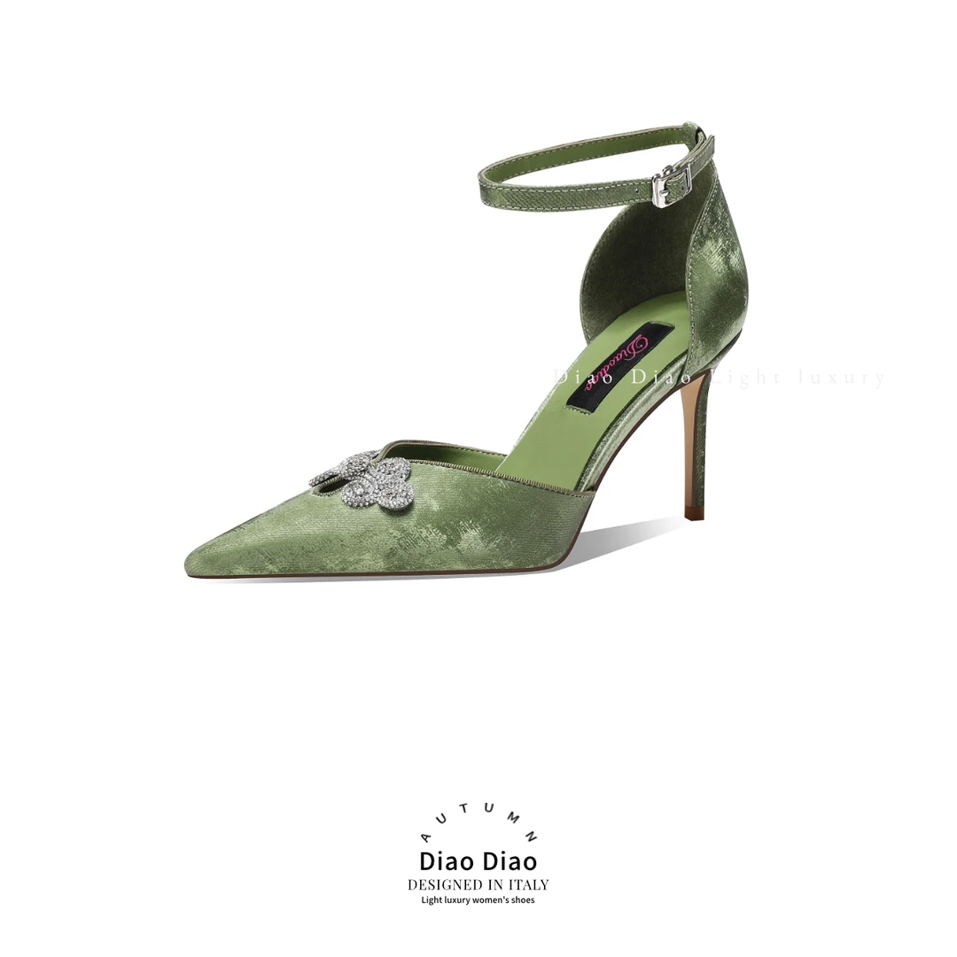 【DIAODIAO】2024年中式国风细跟浅口性感优雅夏季气质凉鞋时尚百搭