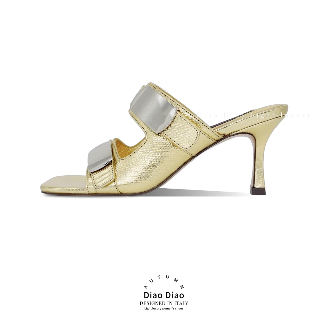 34--新款钻带百搭银色细跟女士轻奢性感浅口高跟