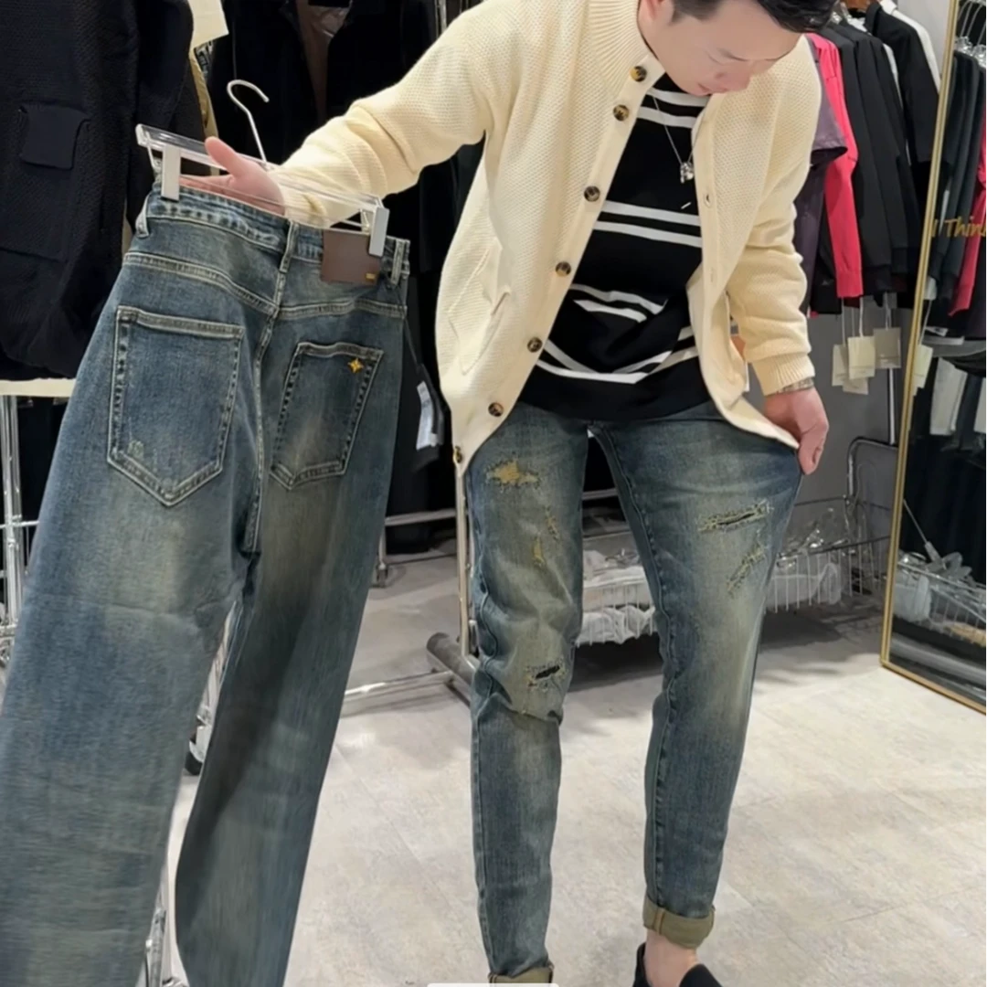小侯+99228夏季新款时尚休闲百搭复古修身显瘦韩版水洗牛仔裤