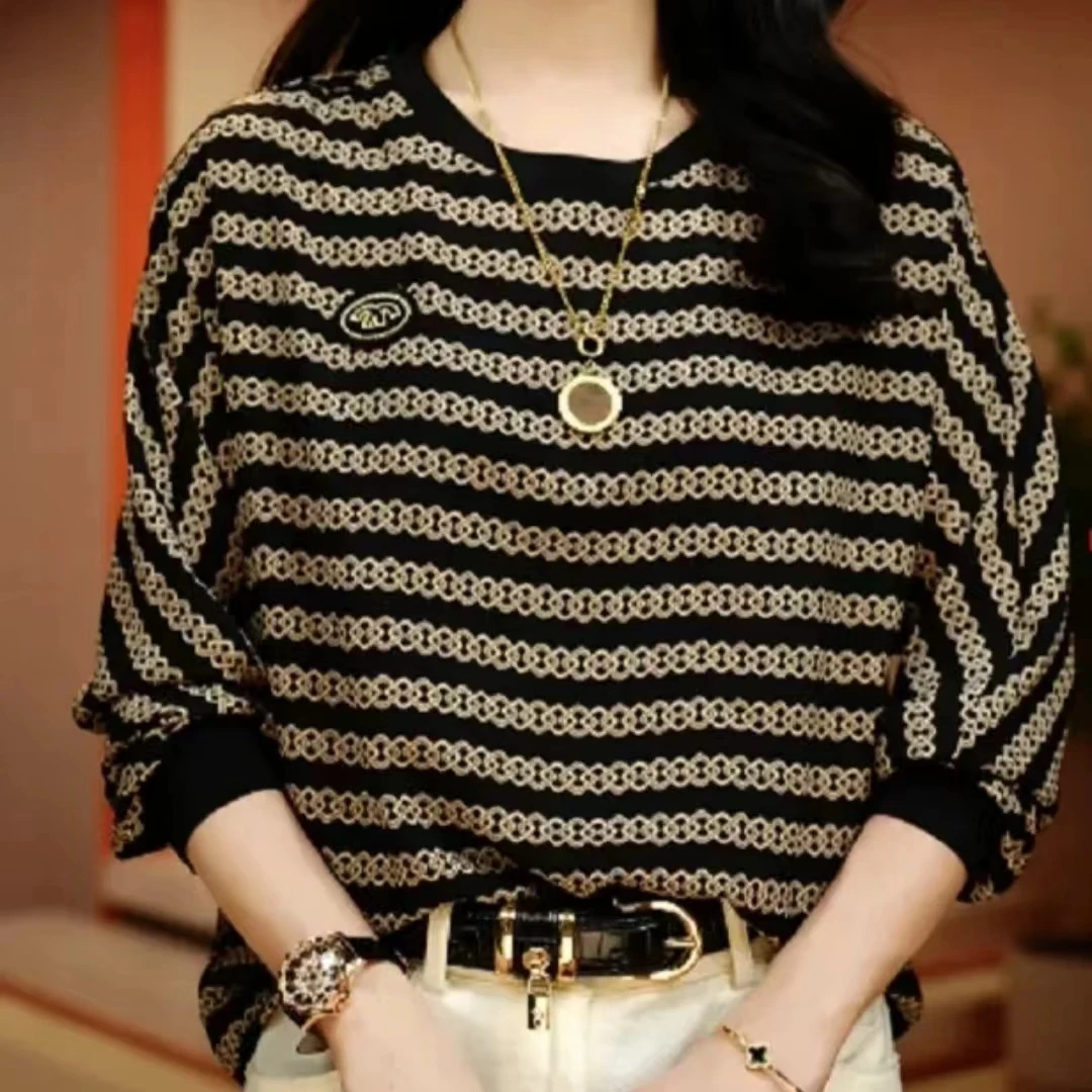 2024新款舒适透气圆领百搭时尚洋气显瘦气质上衣