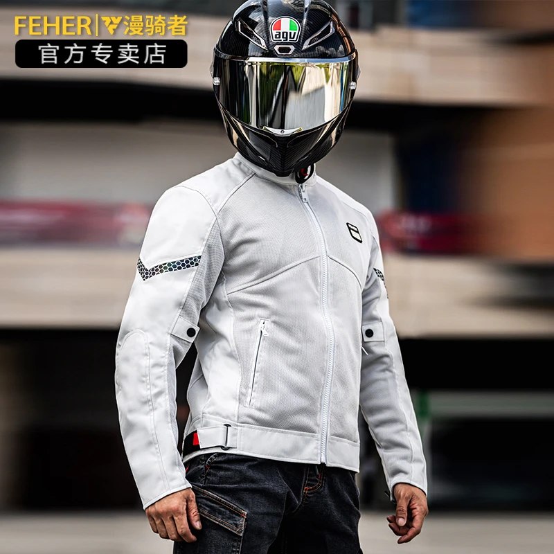 FEHER飞儿摩托车骑行服夏季网眼透气机车服防摔巡航骑士夹克