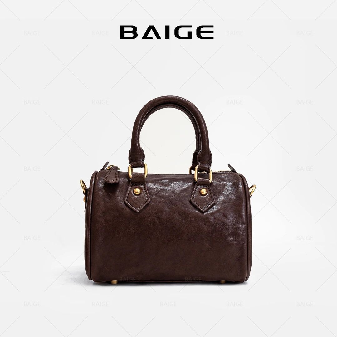 经典植鞣波士顿2025新款枕头包包女复古爆款单肩斜挎百搭女包6520