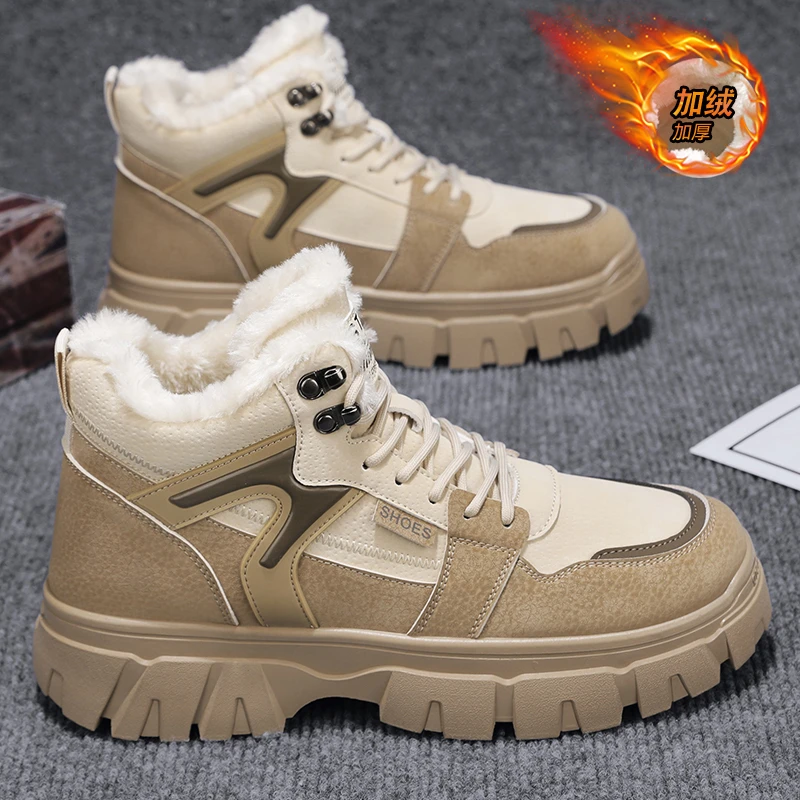 【正品】啄木鸟2023款棉鞋男款冬季新款加绒保暖男士防滑高帮加厚雪