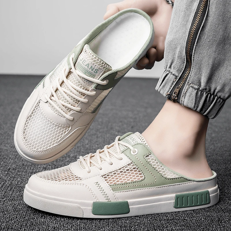 【正品】啄木鸟男鞋大码休闲半拖鞋男款夏季外穿防滑一脚蹬无后跟板