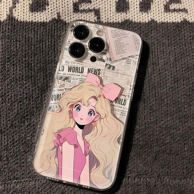 报纸少女苹果15手机壳iPhone14promax新款7/8plus软壳13/12/11/xr