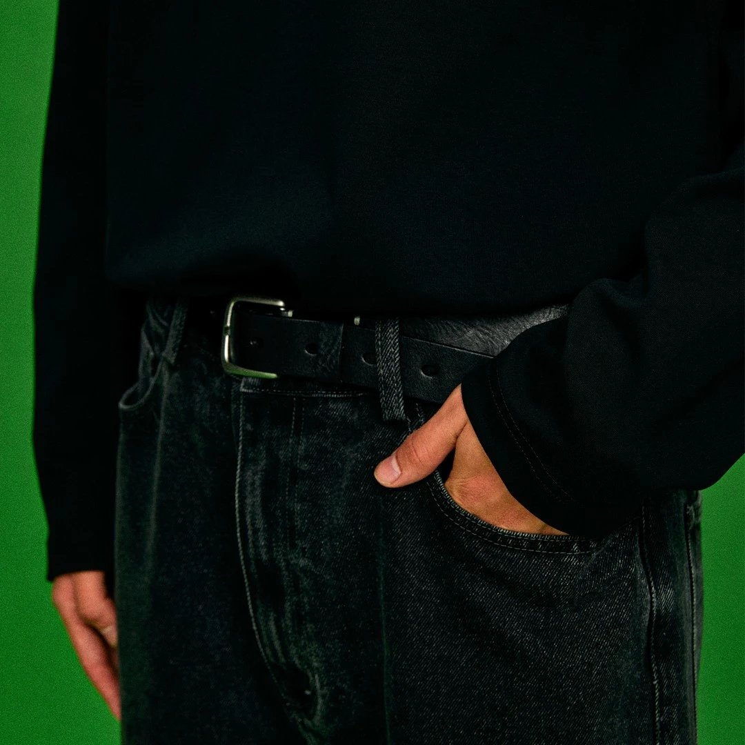化学制品 质感超好的微做旧牛皮腰带 A_BLK_BELT