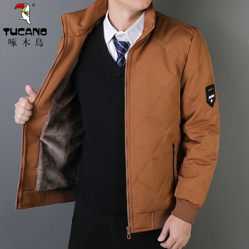 啄木鳥正品爆款潮流冬季新款休闲百搭加绒加厚外套保暖商务夹克男