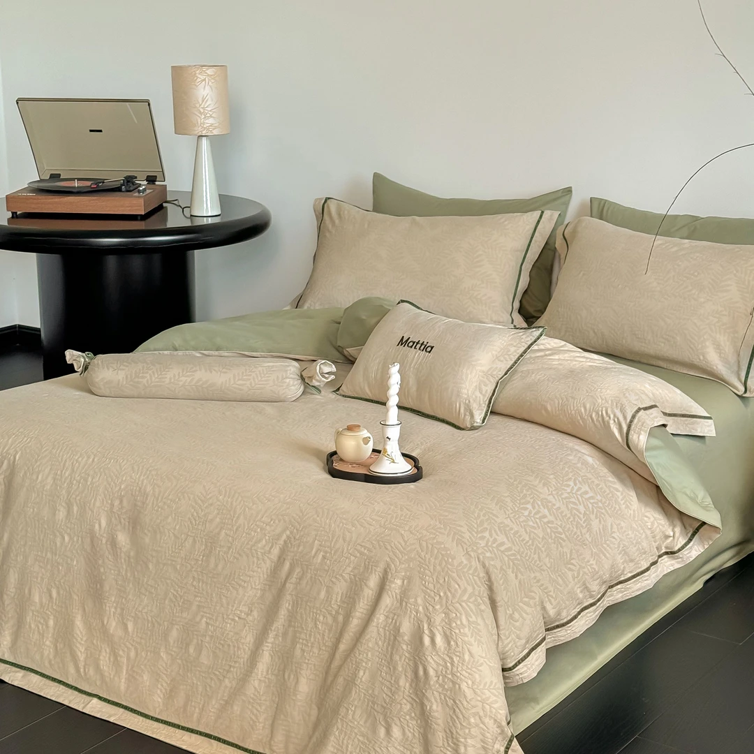 POCKET PIG/布袋猪 新叶扶苏 草木提花浮雕款四件套