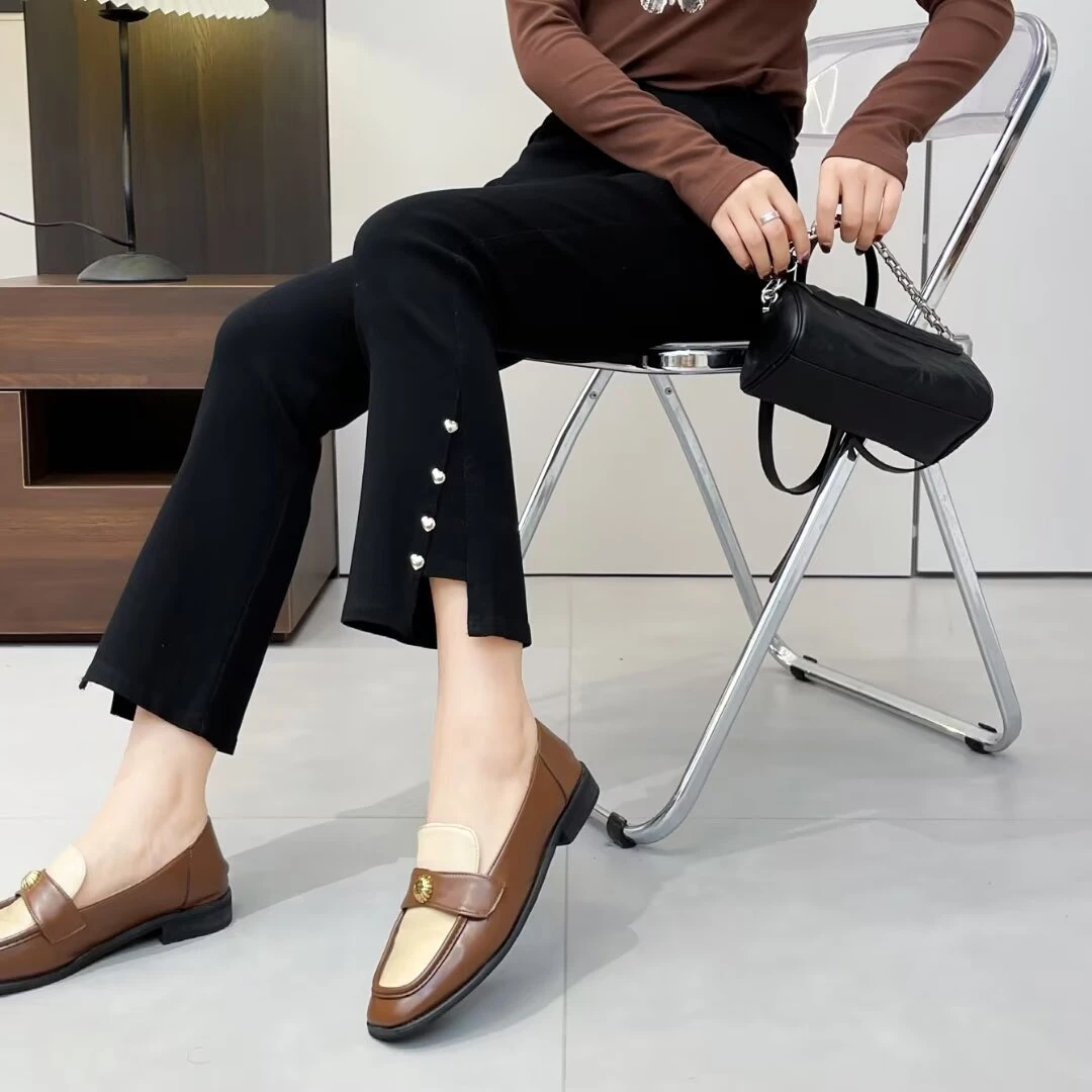 JIANAOBEN/简澳本大码高腰弹力显瘦洋气开叉微喇小黑裤（90-200斤）