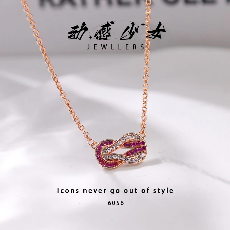 动感少女 铁合金项链 6056-发财扣百搭轻奢时尚简约玫瑰金项链伍