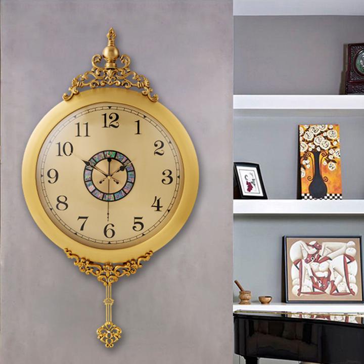 黄铜钟表经典轻奢简约中式欧式摇摆时钟客厅餐厅儿童房静音挂钟