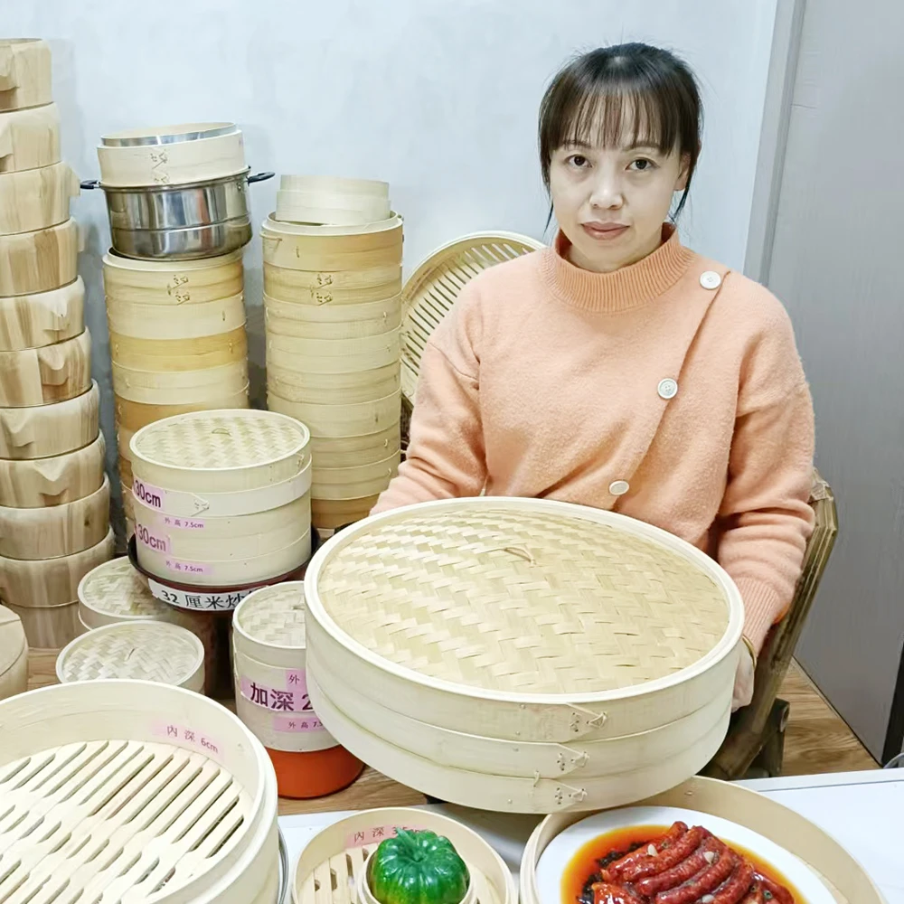 丽芬【加深升级款大蒸笼】31-52cm蒸包子蒸笼 耐用款带藤把手
