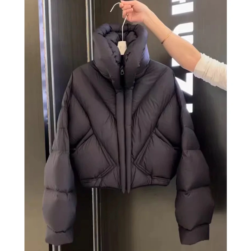 韩系超好看立领黑色短款棉衣棉服冬季2024新款小个子面包服厚外套