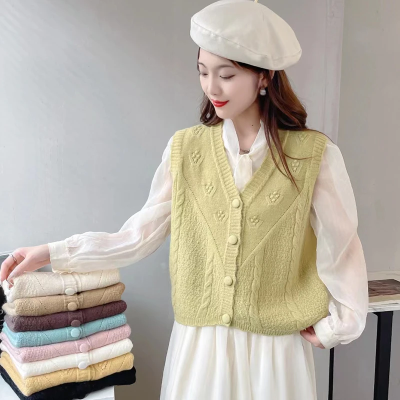 叠穿春秋季2025年新款女装马甲针织背心毛衣开衫宽松马夹外穿洋气