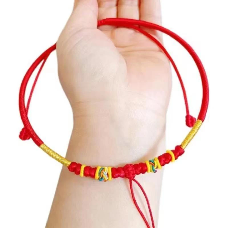 纯手工编织项圈宝宝长命锁金锁编绳项链绳百日红绳成人吊坠绳