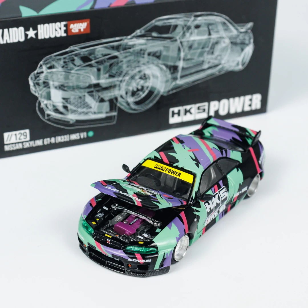 MINIGT 1:64 KAIDO House 日产天际线 R33 HKS V1 GTR合金车模型