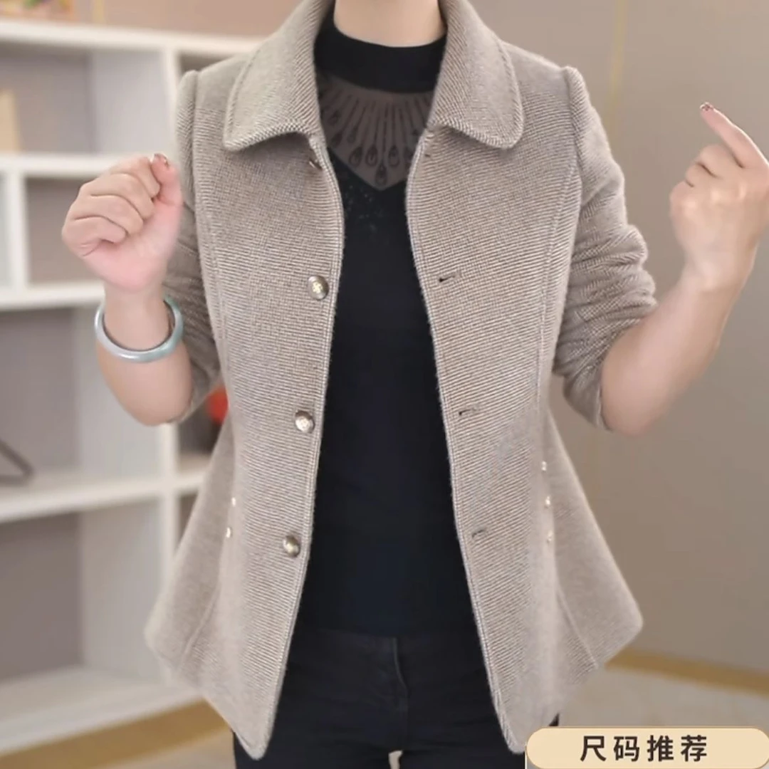 加厚保暖雪尔绒短款毛呢外套女冬季2024新款高端气质妈妈呢子大衣