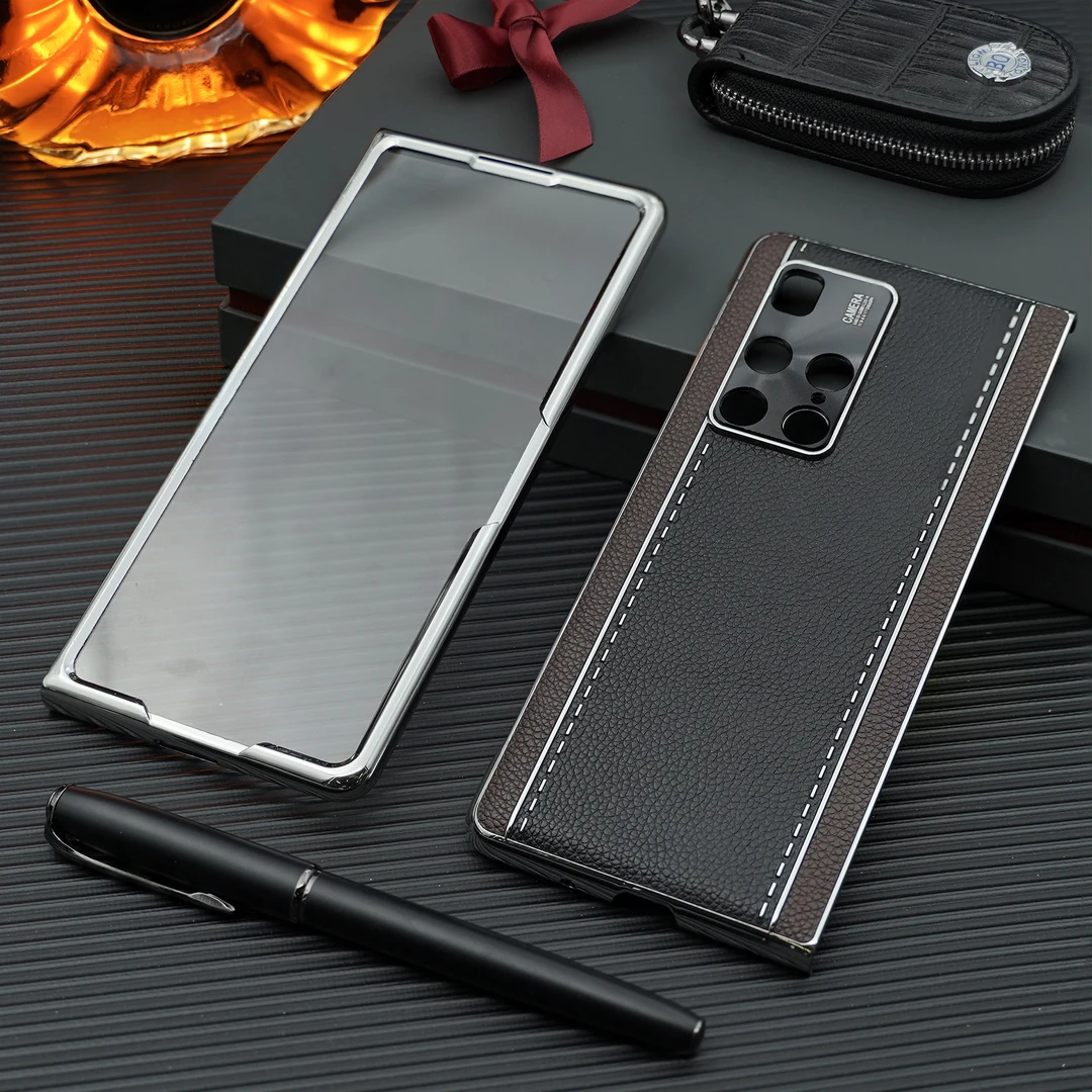 华为MateX2折叠屏手机壳商务高档真皮保护套典藏版【后壳+防窥屏】