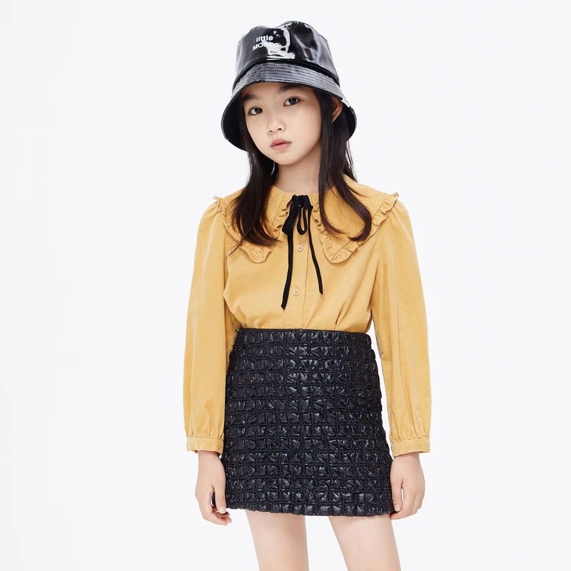 littlemoco童装22秋冬装新款女童灯芯绒长袖衬衫衬衣#KBB4SHT002