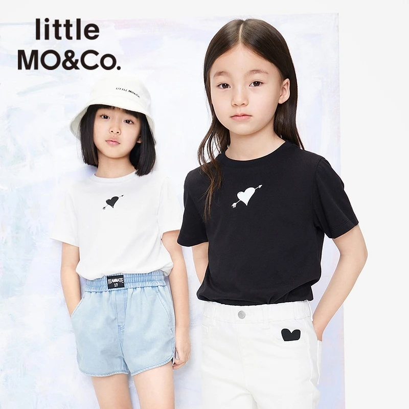 littlemoco童装22夏装新款女童小爱心印花短袖T恤衫#KBB2TEET25