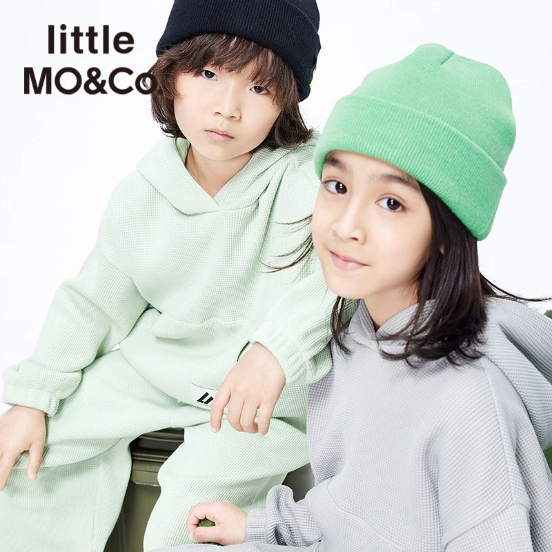 littlemoco童装新款华夫格连帽卫衣洋气连帽套头衫#KBA3SWS005