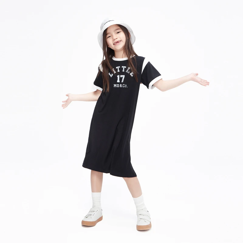 抑菌 littlemoco童装23夏装新款女童休闲短袖连衣裙#KBC2DRS054