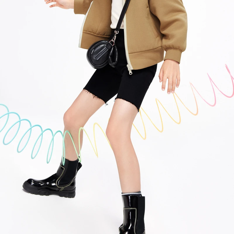 littlemoco童装春秋装新款女童散边裤脚牛仔短裤子#KBB3SOT009