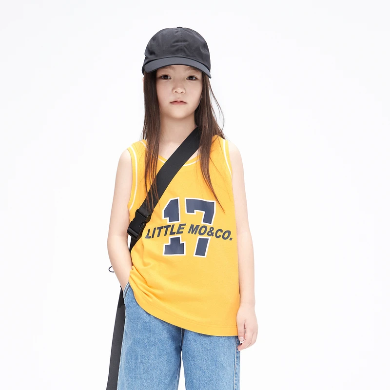 littlemoco童装23夏装新款男童棉背心运动无袖球服#KBC2VET012