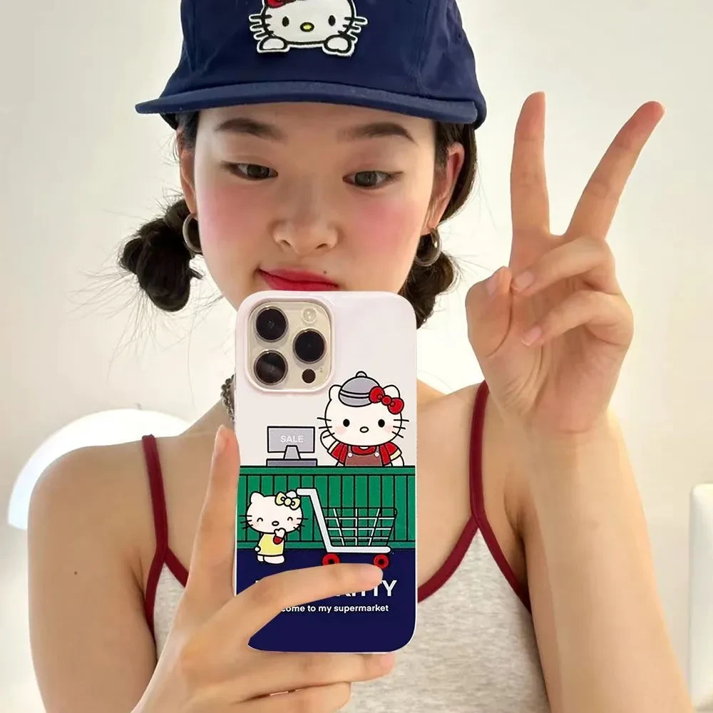 ins购物车kitty猫苹果14手机壳iPhone13/12/11软壳xs/xr可爱78p潮