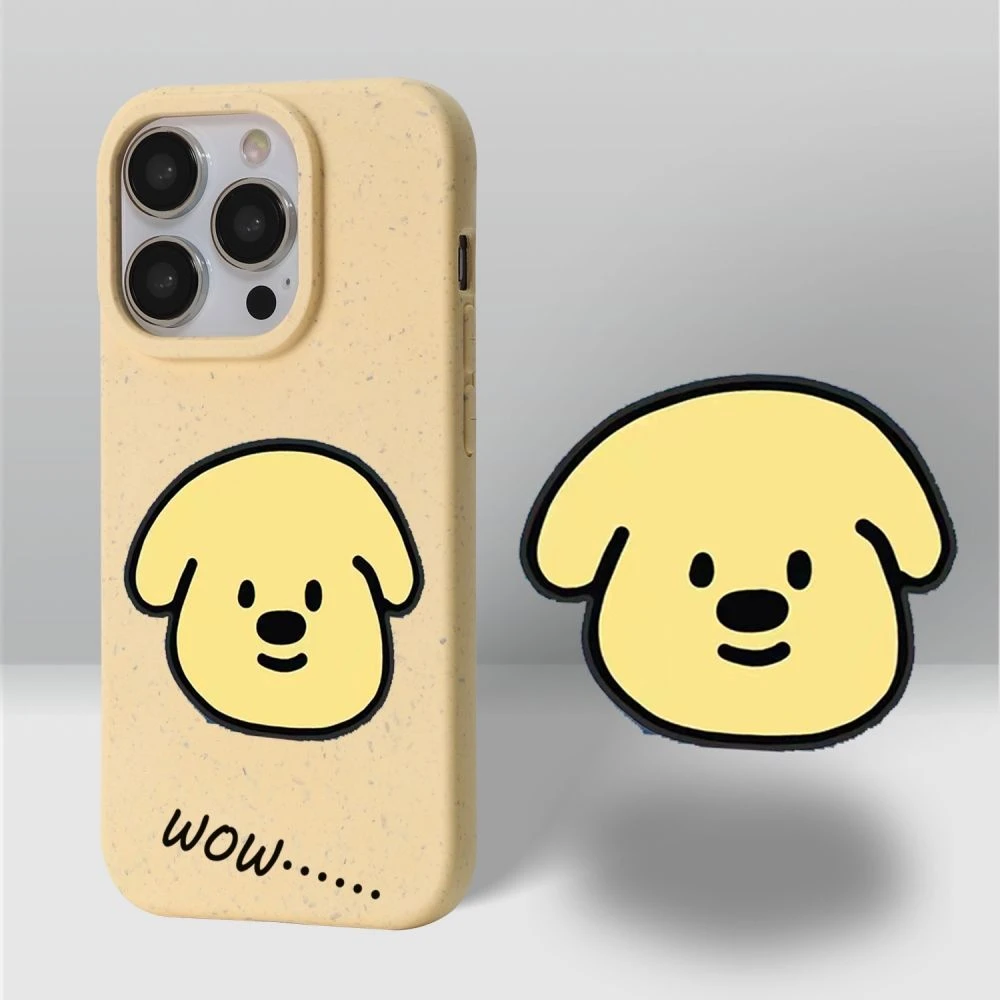 黄色可爱狗狗头像苹果13手机壳iPhone14promax新款11小麦壳12小众