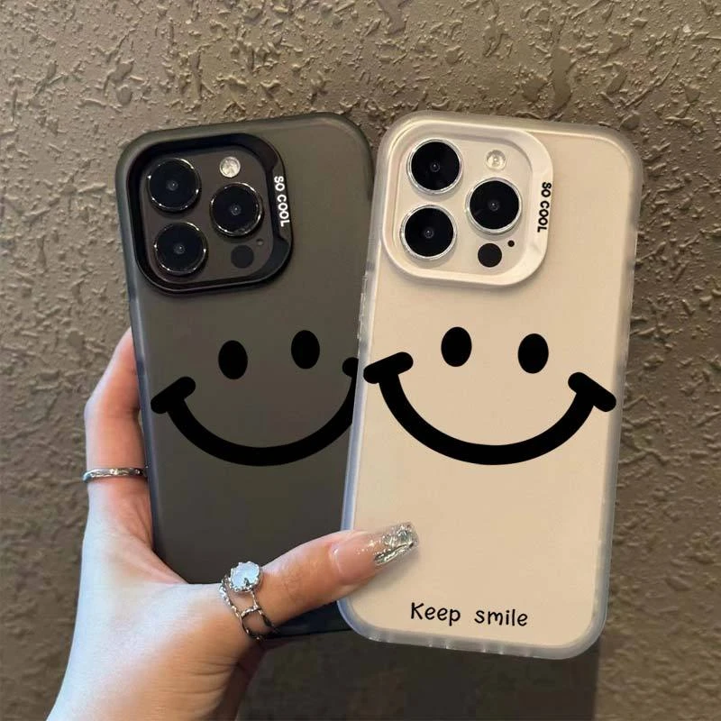 新款简约笑脸适用苹果15promax手机壳iphone13/11/14/XR/7p/X卡通