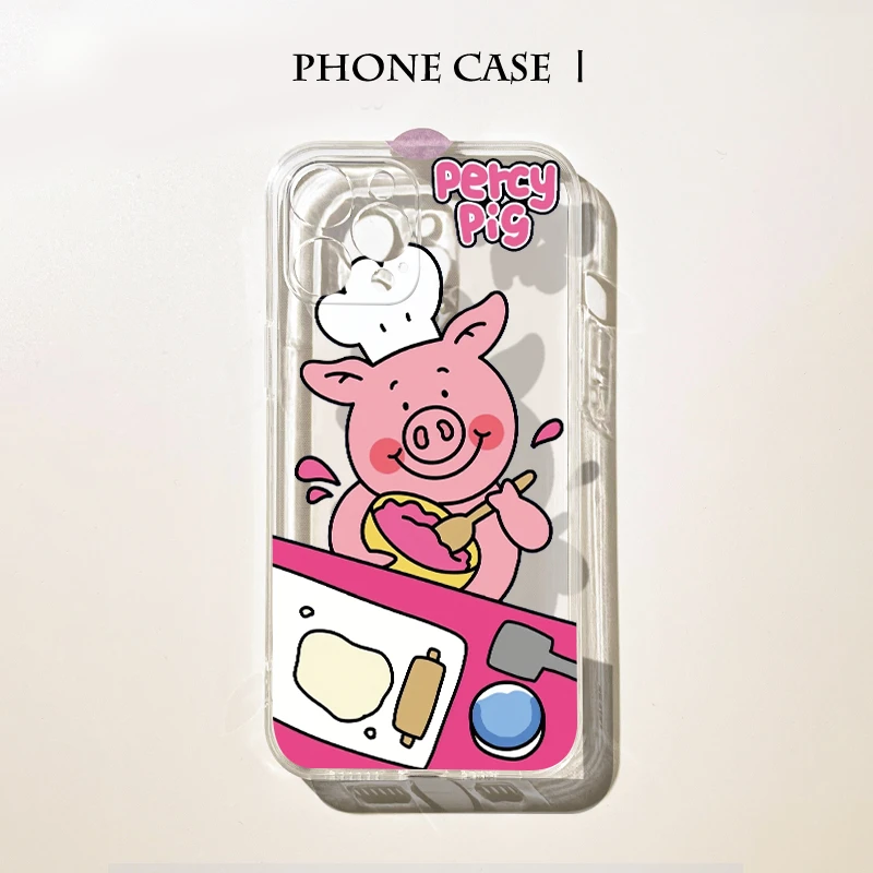 可爱卡通厨房小猪苹果14/14pro手机壳iPhone11/12/xr/8p全包x小众