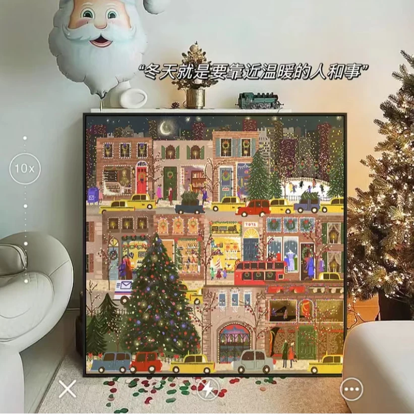 圣诞客厅装饰画卧室床头挂画小众艺术氛围温馨落地摆画房子6060
