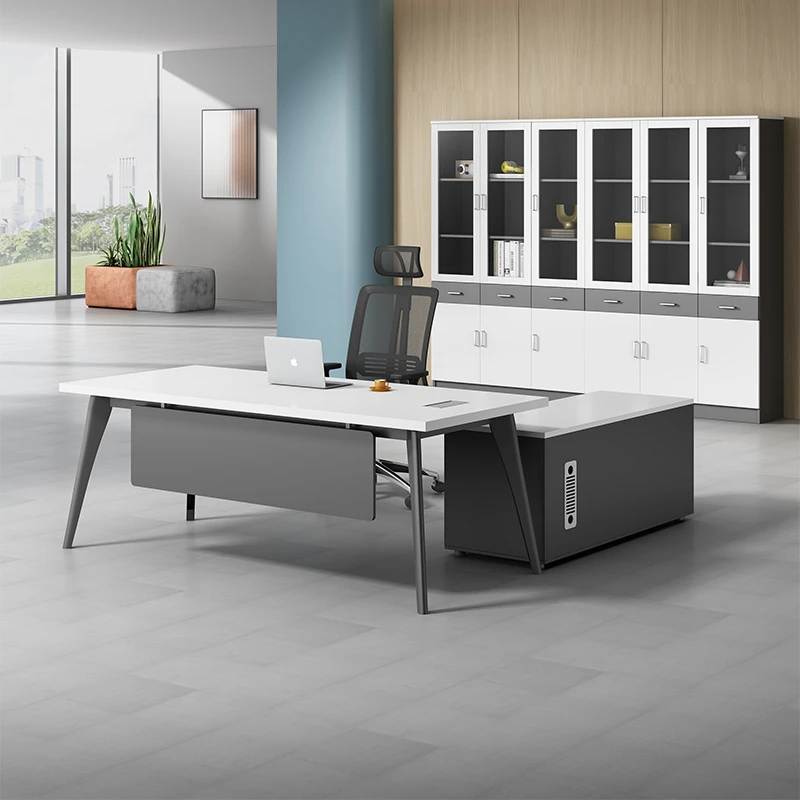 简约现代白色老板办公桌椅组合主管经理桌子办公室单人大班台家具