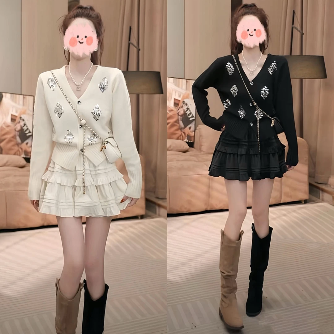 爆款2024流行时尚秋装洋气新款毛衣短裙二件套女装气质休闲百搭