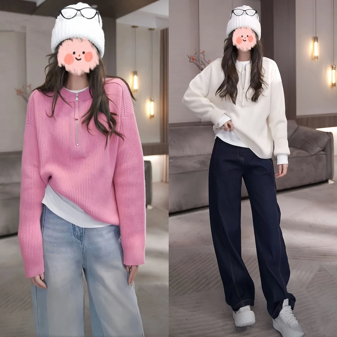 女士时尚百搭服装流行套装网红T恤毛衣牛仔裤三件套衣服秋冬爆款