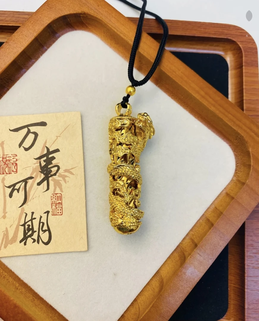 铜合金吊坠 合金吊坠 盘龙柱霸气镂空立体雕刻经典男款吊坠精美