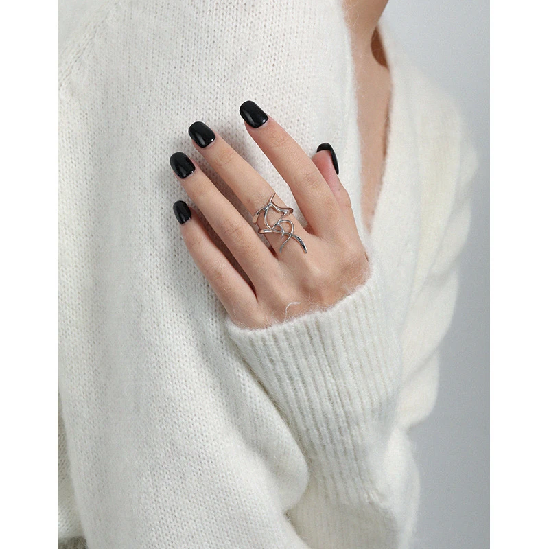 925银戒指 原创设计个性小众ins冷淡风飞燕S925纯银开口戒指x25