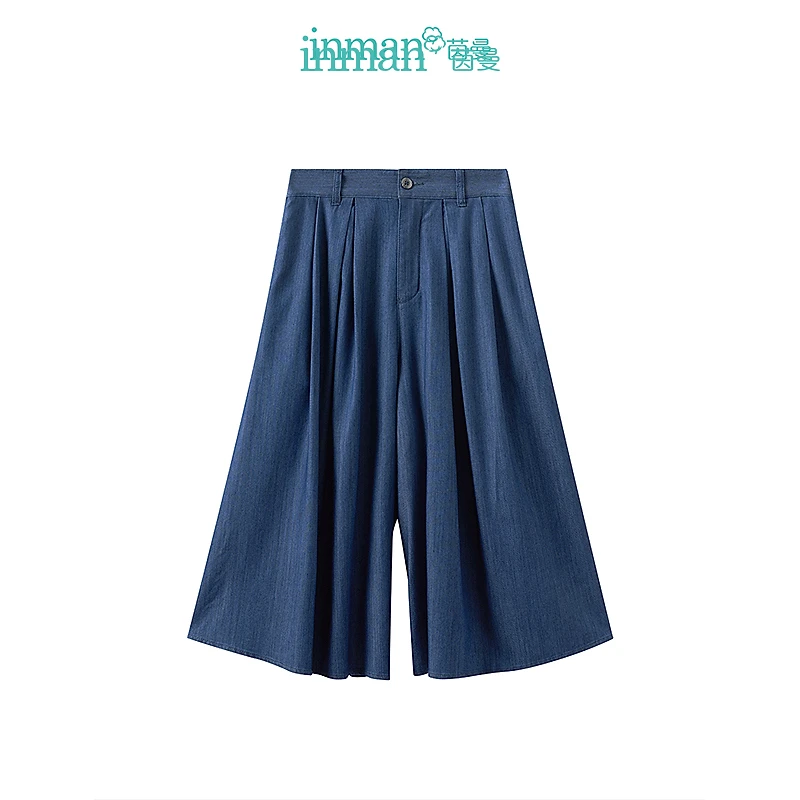【商场同款】茵曼复古宽松七分牛仔裤夏季女装新款百搭牛仔裤