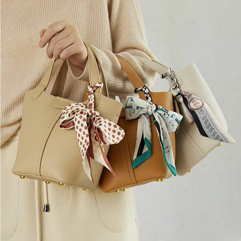 新款2023单肩水桶包高级质感包包菜篮子小众手拎包斜挎包真皮女士