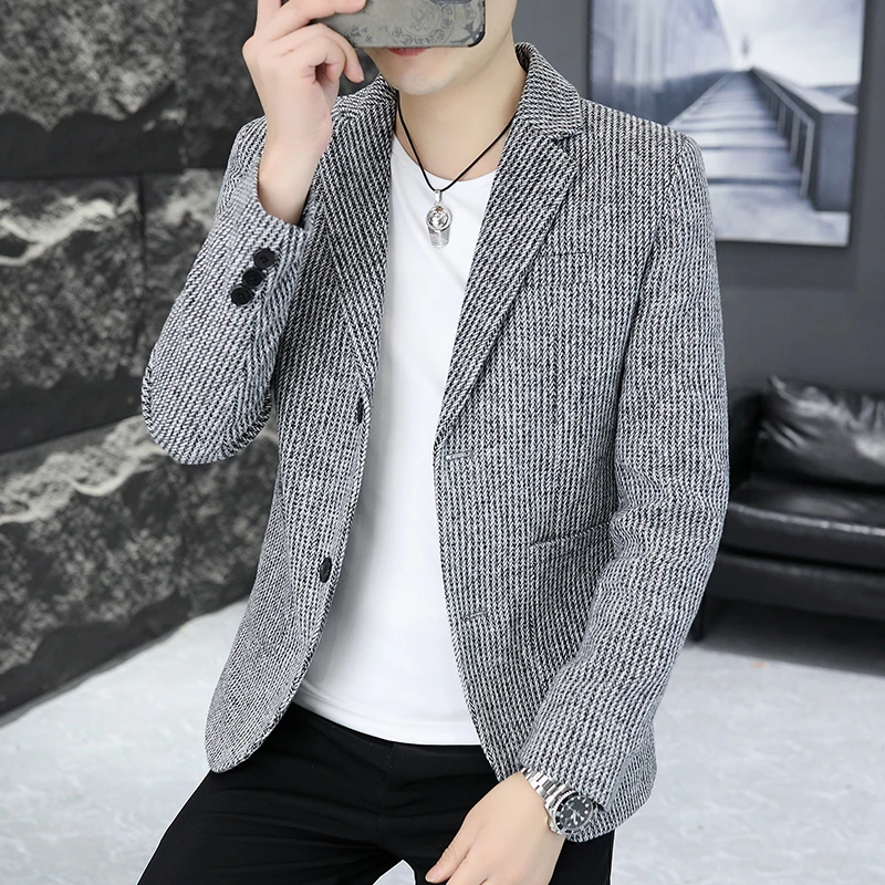 高档两粒扣西服外套男士秋季韩版时尚休闲上衣品质小西装男装3036